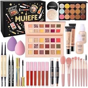 Schminkset Frauen, All in One Make Up Set, Kosmetik Geschenkset mit Lidschatten Palette, Foundation, Lip Gloss, Eyeliner, Mascara for Damen & Teenager Mädchen
