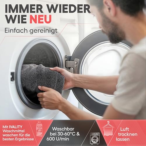 Ivality® Auto Trockentuch XXL 80x50 cm – 1400 GSM Ultra Saugstarke Mikrofasertücher für Autopflege und Motorrad, Fusselfreies… – Ansicht 5