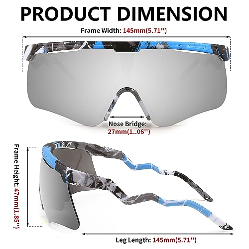 Image of FEISEDY Sunglasses for Men and Women, Polarized Large Retro Rimless Glasses TR90 Frame for Baseball, Cycling, Sports B4073