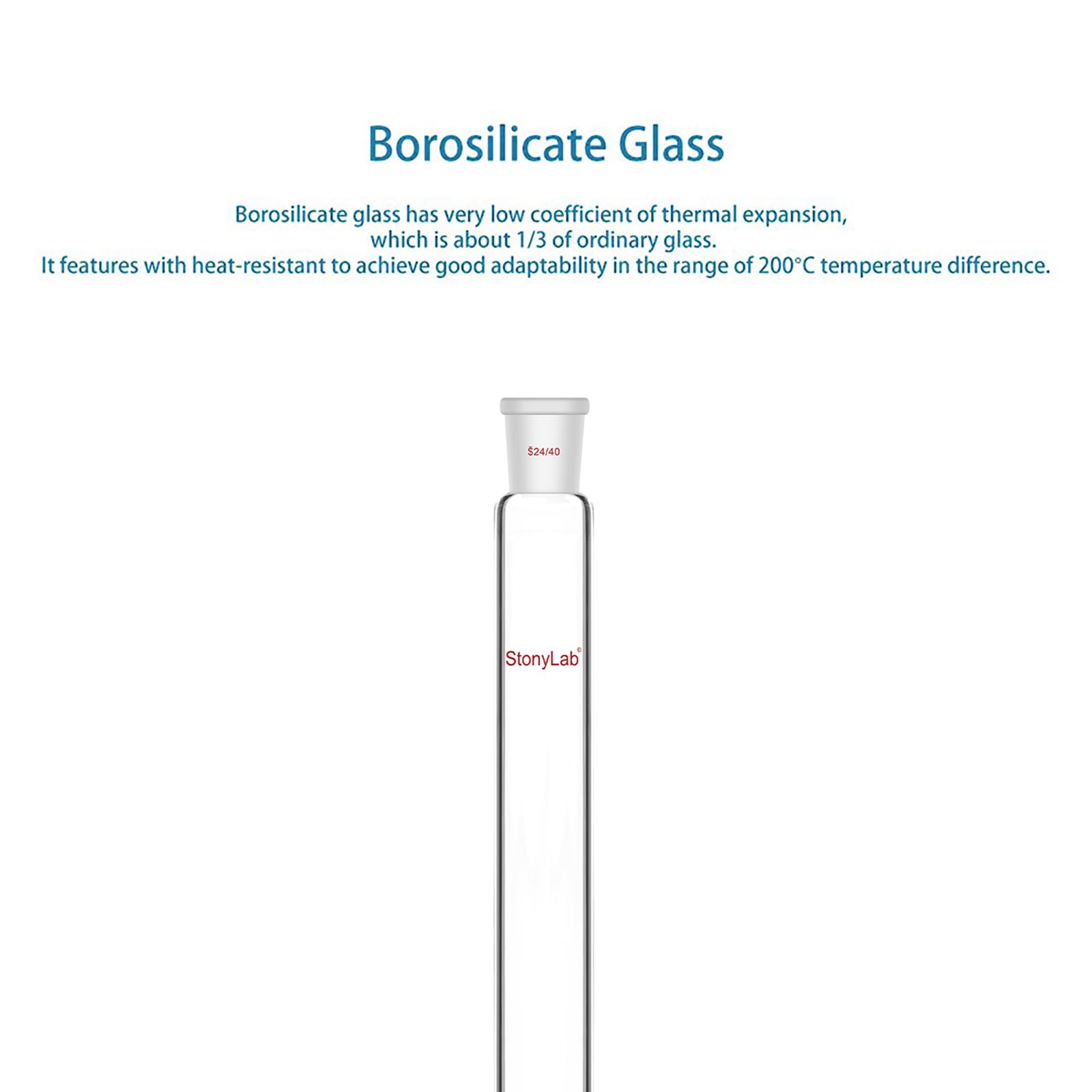 stonylab Colonna di Cromatografia, Diametro Interno 38 mm, Lunghezza Efficace 254 mm, Disco Sinterizzato G2, Giunto 24/40, Vetro Borosilicato Alto per Uso in Laboratorio