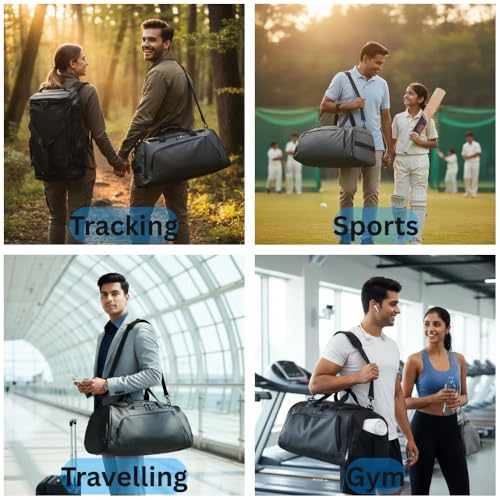 Image of CAVALO - Be Unique 3-in-1 Convertible Gym Bag Backpack for Men & Women | Waterproof Travel Duffle Bag with Shoe Compartment & Luggage Trolley Sleeve | Cabin Luggage Trekking & Weekend Bag (Black)