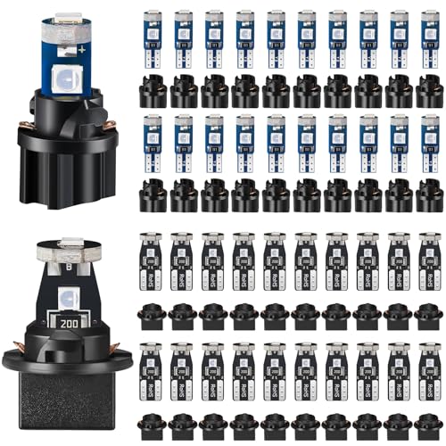 Image of BBTO 20 Set T5 T10 LED Bulbs Dash Lights with Twist Socket Instrument Dashboard Light LED Bulbs for Interior Car Lights Dashboard Instrument Panel Gauge Cluster Indicator Map Dome Light(Blue)
