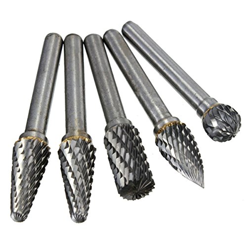 Drillpro Raspel Set 5-Teilig Hartmetall Fräser-Set Bohrmaschine Kugelfräser + Zylinderfräser + Zapfenfräser + Konusfräser,für Schnitzen Metall-Schimmel 6×10mm Cover