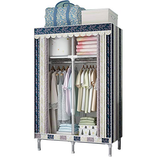 Armario portátil de tela a rayas de 86x45x170cm con tubos de acero 2