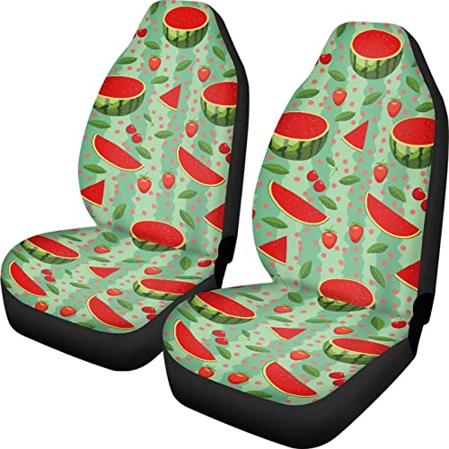 2 Piezas Asientos Coche Fundas Impresión De Sandía Funda para Asiento Delantero De Coche Antideslizante Lavables Fundas Asientos Coche Delantero para Camionetas, Sedanes, Camiones