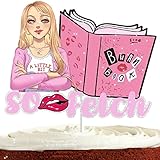 So Fetch Cake Topper for Girls Youny Lady Women Bachelorette Theme Party Supplies Burn Book Cake Decor Glitter Pink Bad Girl Birthday Cake Decorations