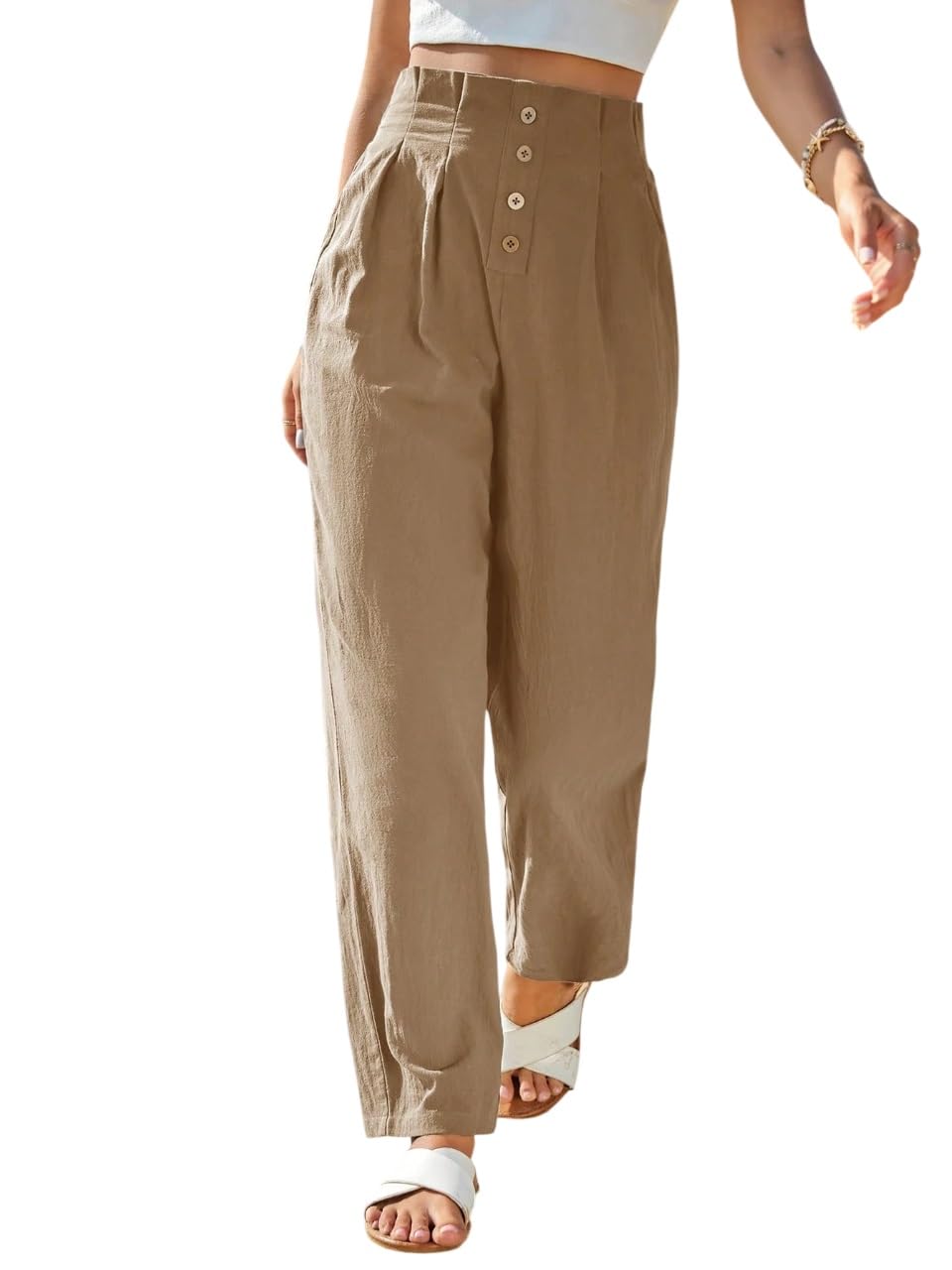 litzo Women High Rise High Waist Trousers Flared Korean Style Formal Pants with Wide Baggy Fit| Elegant Workwear for Office, College & Events (L-198-200)-picture-25