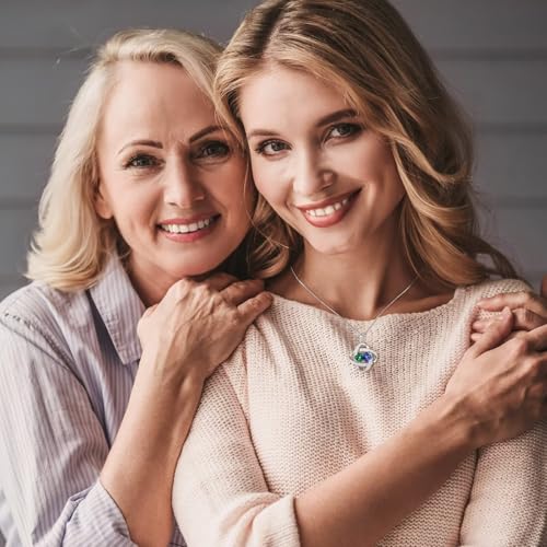 Iefil Birthstone Necklace for Women - 925 Sterling Silver Love Knot Necklace, Anniversary Birthday Jewelry Gifts for Her Wife Girlfriend Mom4