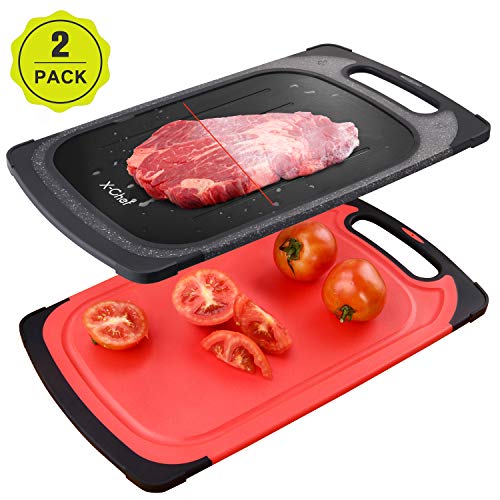 X-Chef Meat Thawing Tray 2 Sets, 2 in 1 Defrosting Cutting Board Defrosting