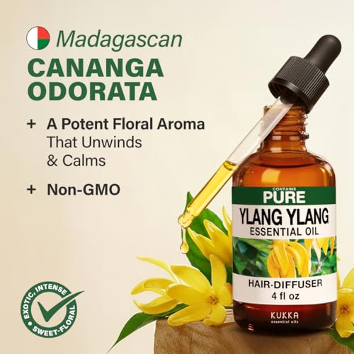 Image of 100% Pure Ylang Ylang Oil - 4 Fl Oz Ylang Ylang Essential Oil for Hair, Skin, Diffuser, Aromatherapy & DIY Soap Making Scent
