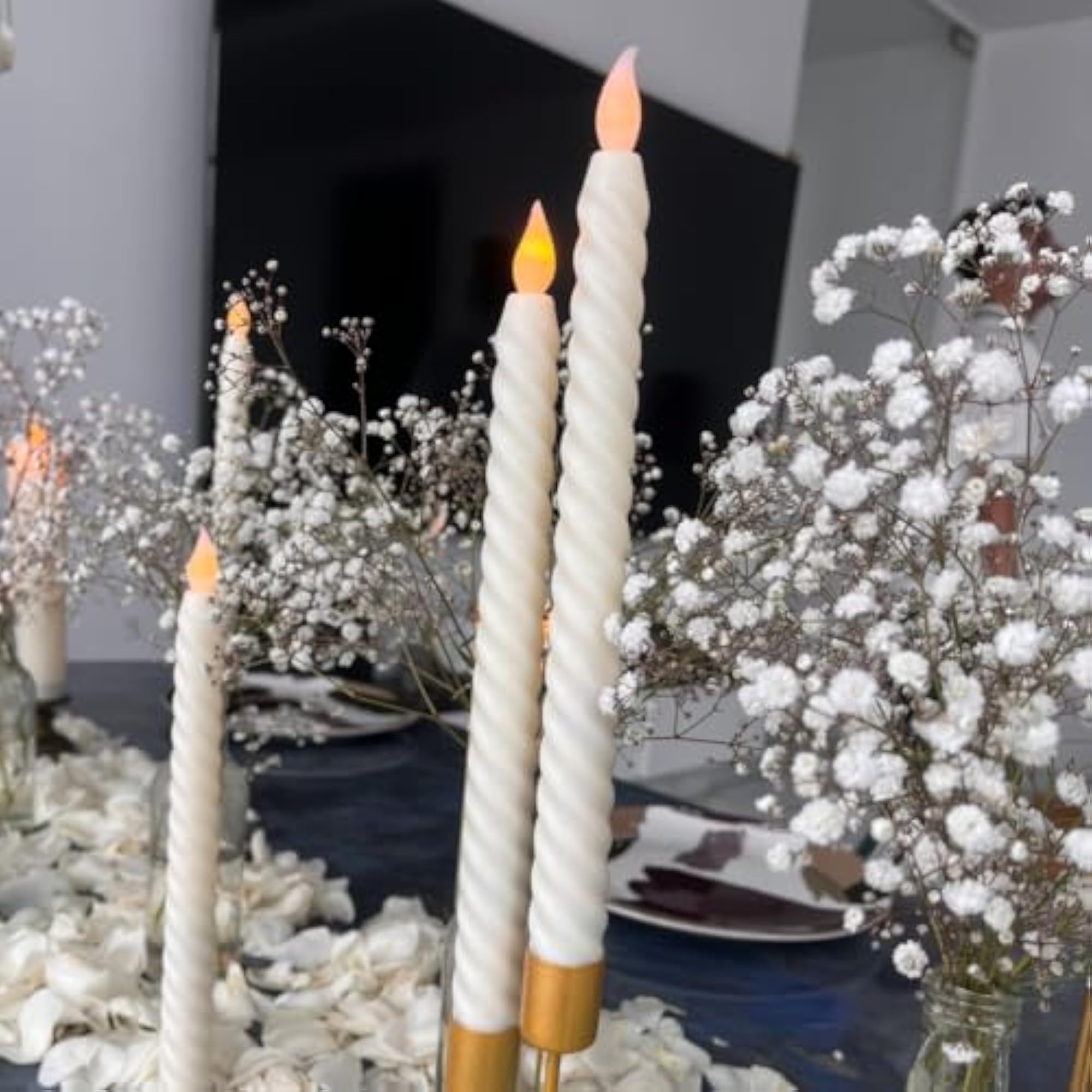 4 Pcs LED Flameless Spiral Taper Candles