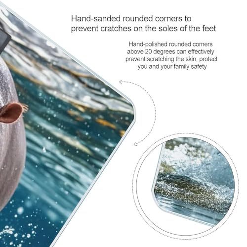 Báscula de baño digital Diving Hippo de vidrio templado miniatura 4