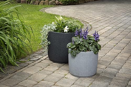 Scheurich Linetto 47, Pflanzgefäß/Blumentopf/Pflanzkübel, rund, Farbe: Stony Black, hergestellt mit recyceltem Kunststoff, 10 Jahre Garantie, für den Außenbereich