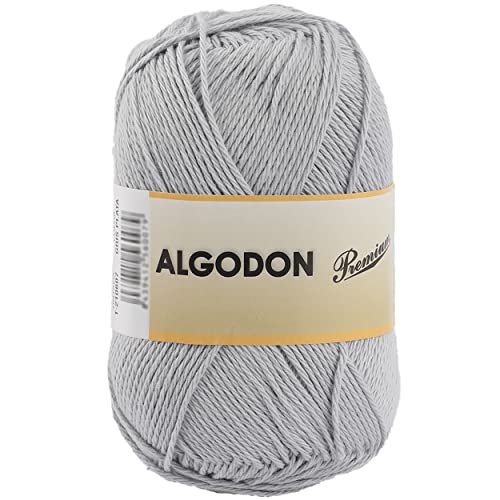 Hilo de Algodón Ovillo de Algodón 100% Perfecto para Tejer o para Ganchillo - Color Gris Plata 100gr 220metros
