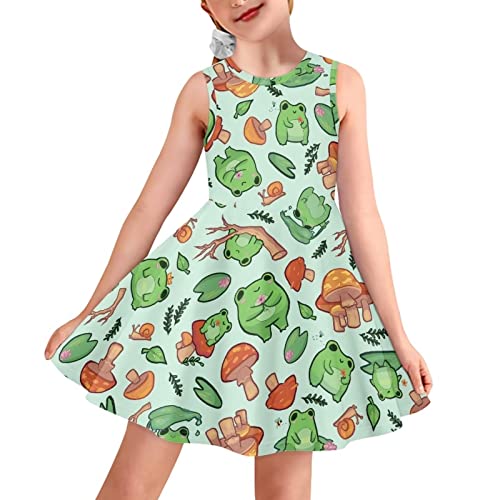 Yexiatodo Cute Frog Girls Party Dress Green Dress For Girls 5-6 Fashion Swing Cover Up Loose Sundress With Pockets Turtleneck Shirtdress A-Line Skirt T Shirt Dress For Evening/Birthday #TOP9