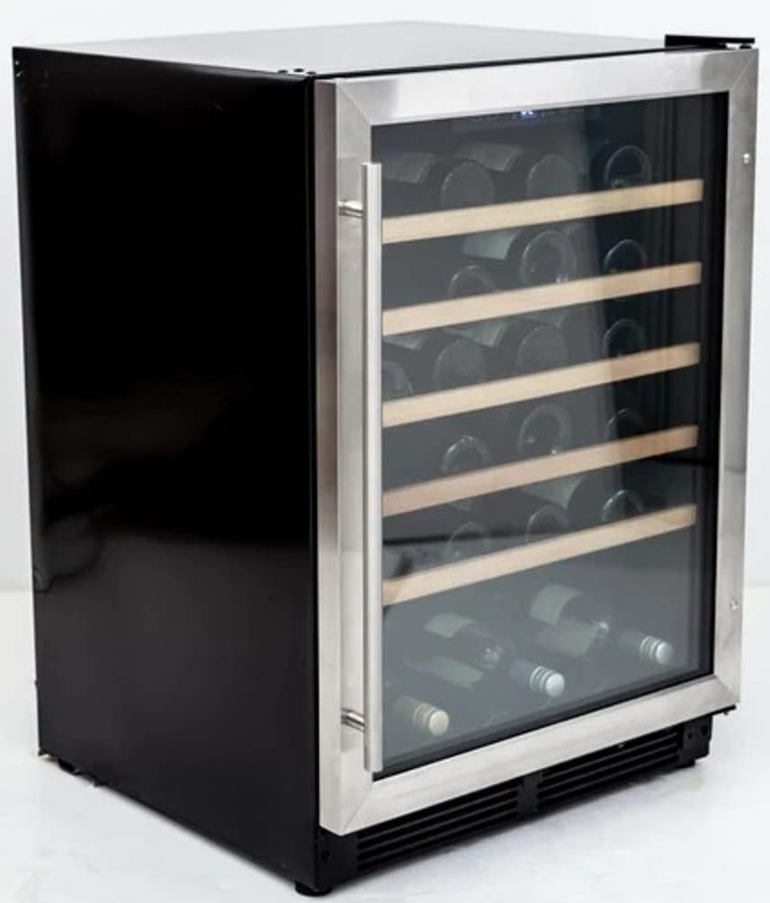 Avanti Wine Cooler Freestanding Single Zone with Temperature Control Holds Up to 51 Bottles, Stainless Steel Construction with Glass Door, 23.5-Inch, Metallic