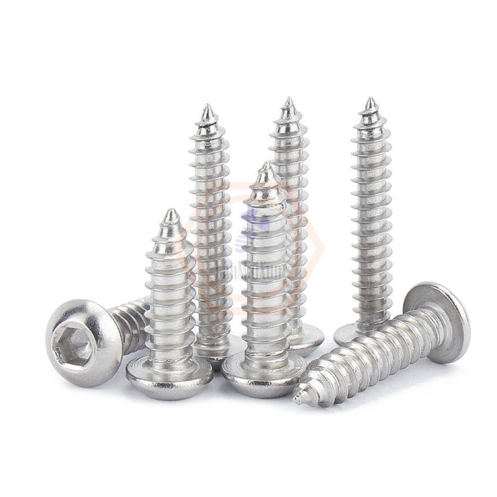 100pcs M2.6×14mm 304 Stainless Steel Button Head Socket Cap Self-Tapping Screws,Wood Screws