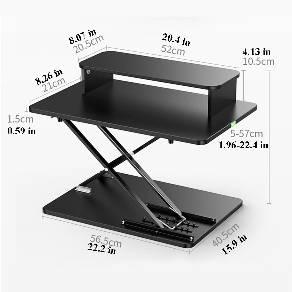 SDdPulse Convertitore da scrivania in piedi, regolabile in altezza, per laptop e monitor, postazione di lavoro da tavolo, tavolo da ufficio