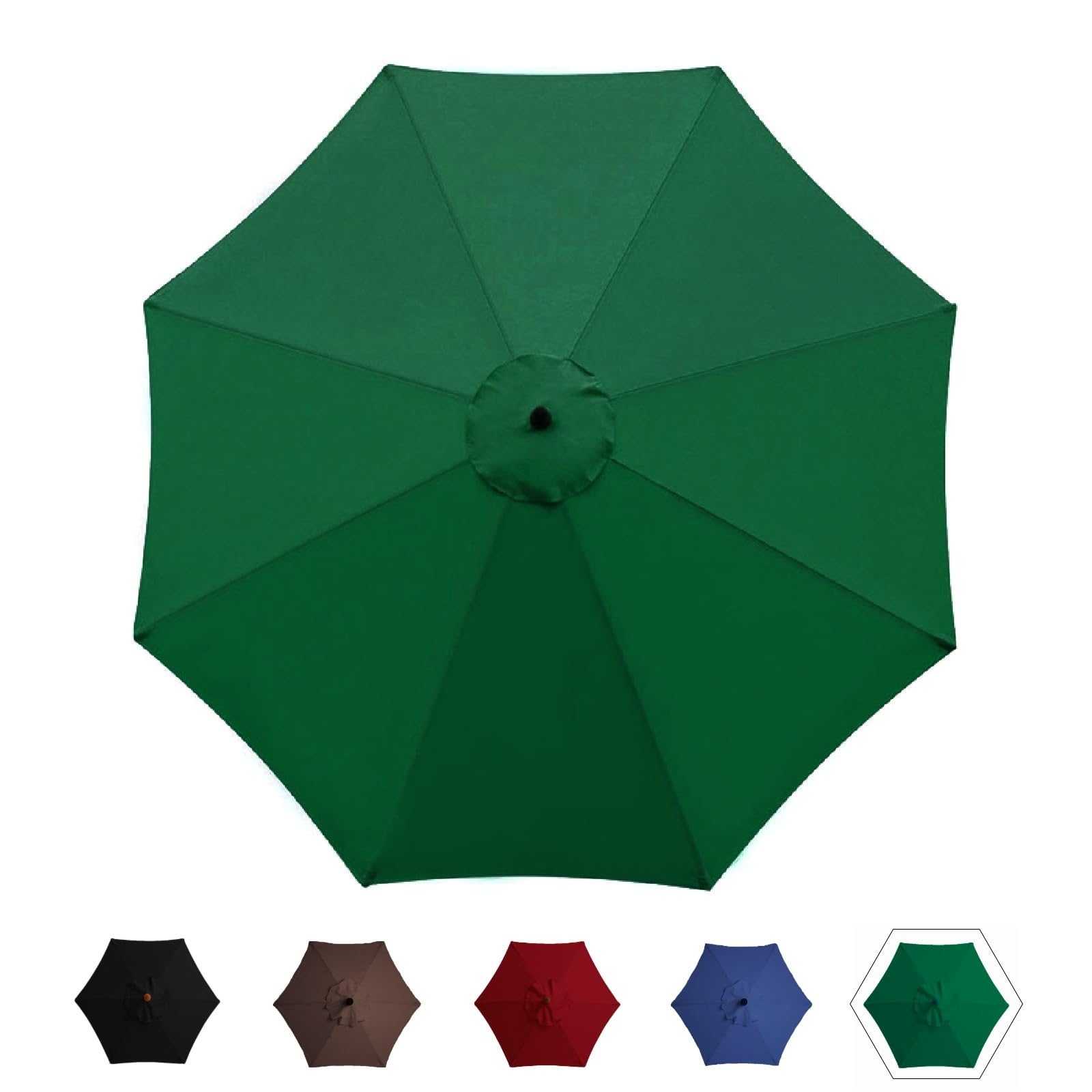 Janeepoch Parasol Replacement Replacement Beach Garden Patio Canopy Parasol 2/2.7/3.0m Replacement Cover Round Sunshade 6/8 Ribs UV30+ Protection(Color:Green,Size:2m 6 ribs)