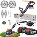 Electric Weed Wacker Cordless,24V Weed Cordless Eater Battery Powered,Weed Cutter with 2Pcs 4.0Ah Batteries,1300W Motor,2 Types Blades,Grass/String Trimmer Lawn for Yard and Garden