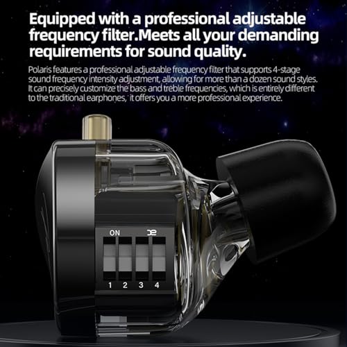 Image of CCA Polaris 4 Tone Adjustable in Ear Monitor Headphones, Dynamic Dual Driver IEM Earphones, HiFi Stereo Gaming Earbuds with 2pin Detachable Cable