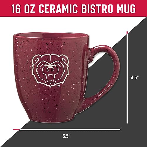 Image of Rico Industries NCAA Missouri State Bears Maroon Personalized 16 oz Team Color Laser Engraved Speckled Ceramic Coffee Mug