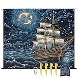 Honeybaby Beach Blanket Waterproof Sandproof Magic Ocean Ship Beach Mat Sand Free 59''×68'' Lightweight Portable Outdoor Blanket for Picnic Camping Travel Hiking