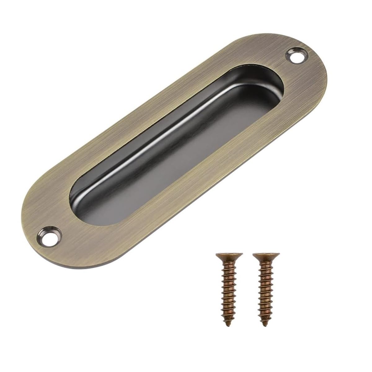 MiJunHD Recessed Flush Door Handles Stainless Steel Cabinet & Furniture Door Pulls Bronze 120 * 40mm Round Handles/Pulls for Interior & Closet Doors