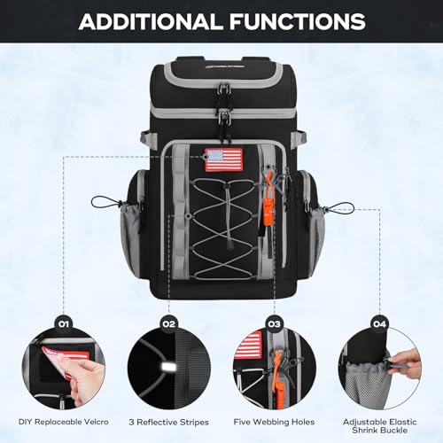 Image of Maelstrom 35 /50 Can Insulated Backpack Cooler, Leakproof Soft Lunch Ice Bag | Keeps Food Cold For 16h, Peva Liner, Durable Nylon, Ergonomic Padding. Perfect For Men, Women, Camping, Beach, Hiking, Travel
