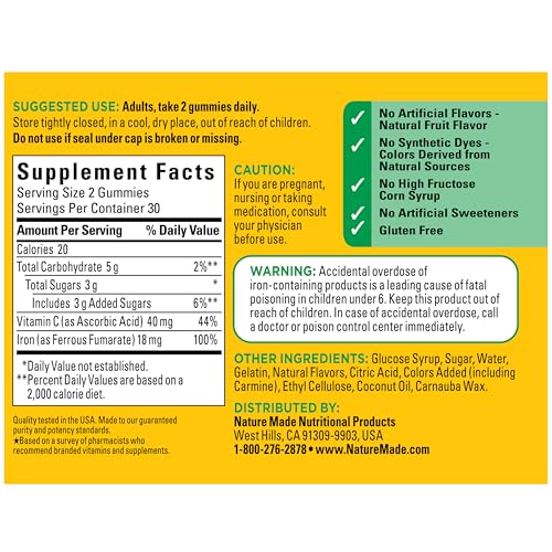 Nature Made Iron 18 mg per Serving Gummies with Vitamin C, 60 Gummies - image 7