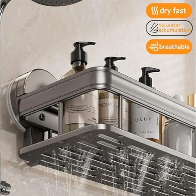 Sponge Holder for Kitchen Sink, Suction Cup Sink Caddy Organizer with Drain Tray, Wall Mount Sponge Holder,Apartmen RV Sponge Caddy Essentials Clean Tools for Sponge Dish Cloth Brush Scrubber Gray