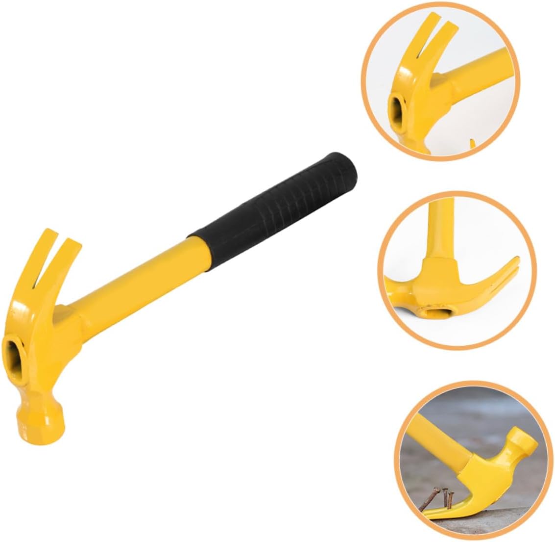 OUNONA Integrated Claw Hammer 0.8 Lb Steel Handle Carpenter Nailing Tool with Nail Holder Non-slip Claw Hammer for Woodworking and Home Repair