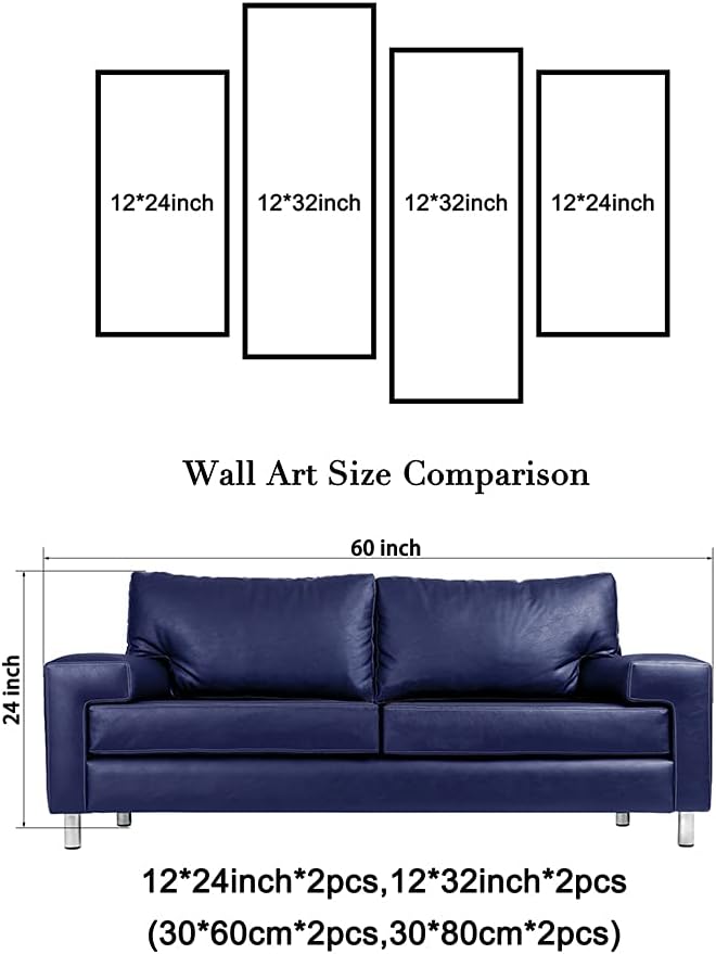 Wieco Art Happy Dolphin Giclee Canvas Prints Wall Art Ocean Animals Sea Beach Landscape Pictures Paintings for Living Room Bedroom Home Decorations Large 4 Piece Modern Grace Seascape Artwork L