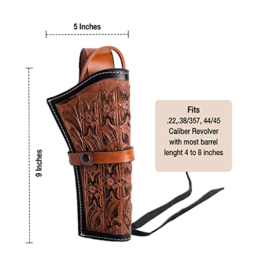 Hulara Leather Western Gun Holster Heritage Rough Rider .Colt SAA Wrangler Single Six Vaquero Uberti Cattleman Cowboy Holsters for 4.75" and 5.5" Barrel Revolvers Heritage Holster - Image 4