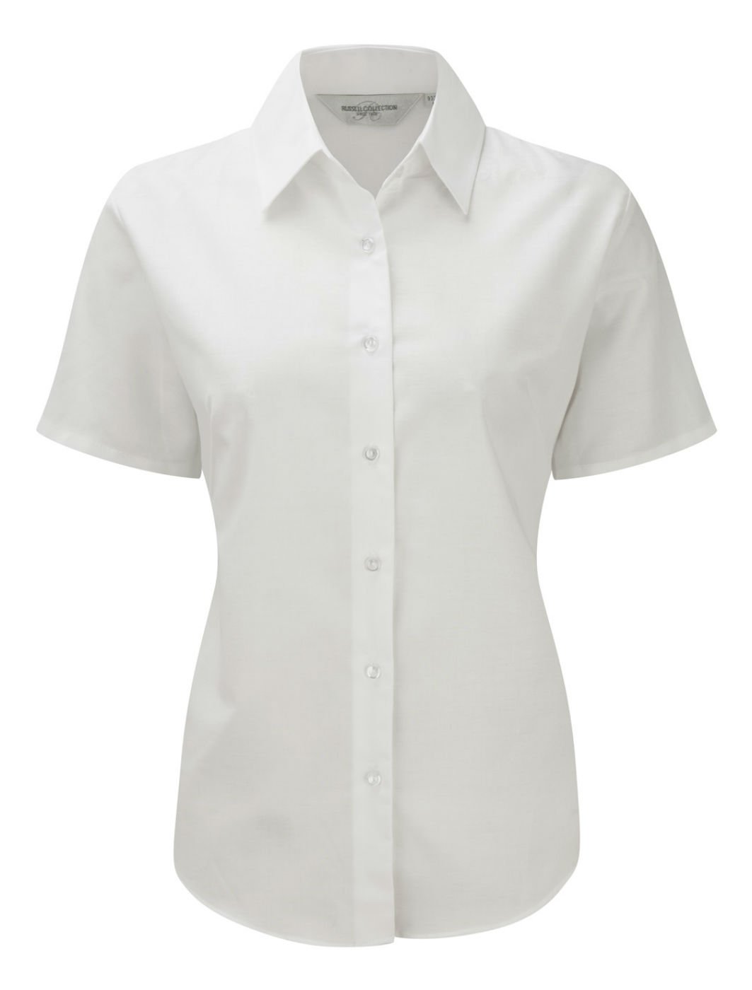 Russell Collection Ladies Short Sleeve Easy Care Oxford Shirt White M/12