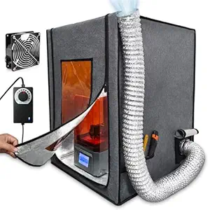 Resin 3D Printer Enclosure with Ventilation,12V Fan Vent Pipe with Speed Controller,Fire Resistant, UV Light Shelter, Vented Enclosure Eliminate Odors,Compatible with Most LCD Resin UV FDM 3D Printers