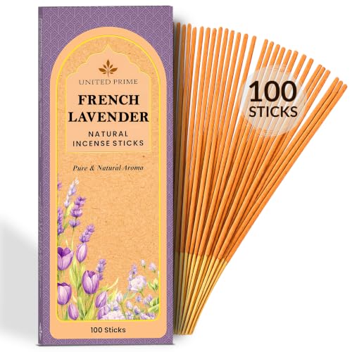 Pure Lavender Incense Sticks 100 Sticks No Charcoal Clean Burning Organic Non Toxic Insence 100% Natural sustainably harvested Spiritual Healing Calming Aroma for Positive Vibes