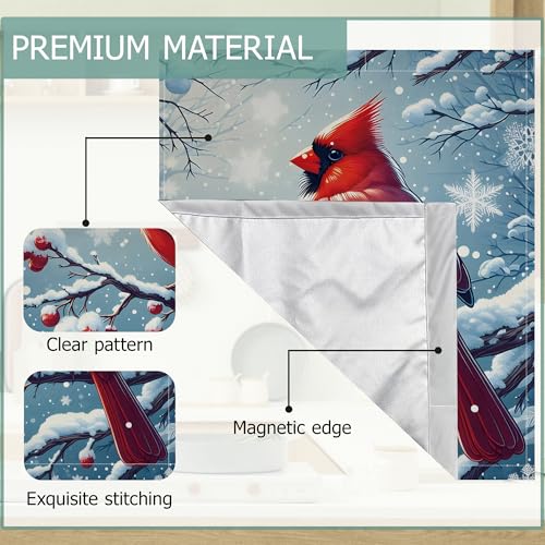 Image of Dishwasher Magnets Decorative Cover,Red Cardinal Refrigerator Magnet Cover,Washable Winter Berry Dishwasher Front Panel Cover Home Kitchen Decoration 23x26 Inch