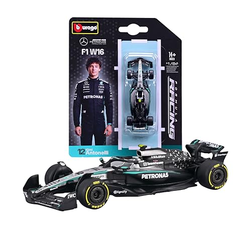 Bburago F1 Mercedes-AMG F1 W16 2025#12 Antonelli Diecast-Auto im Maßstab 1:64 detaillierte Nachbildung eines Formel-1-Einsitzers offizielle Mercedes-Farben Sammler-Blisterverpackung 14+
