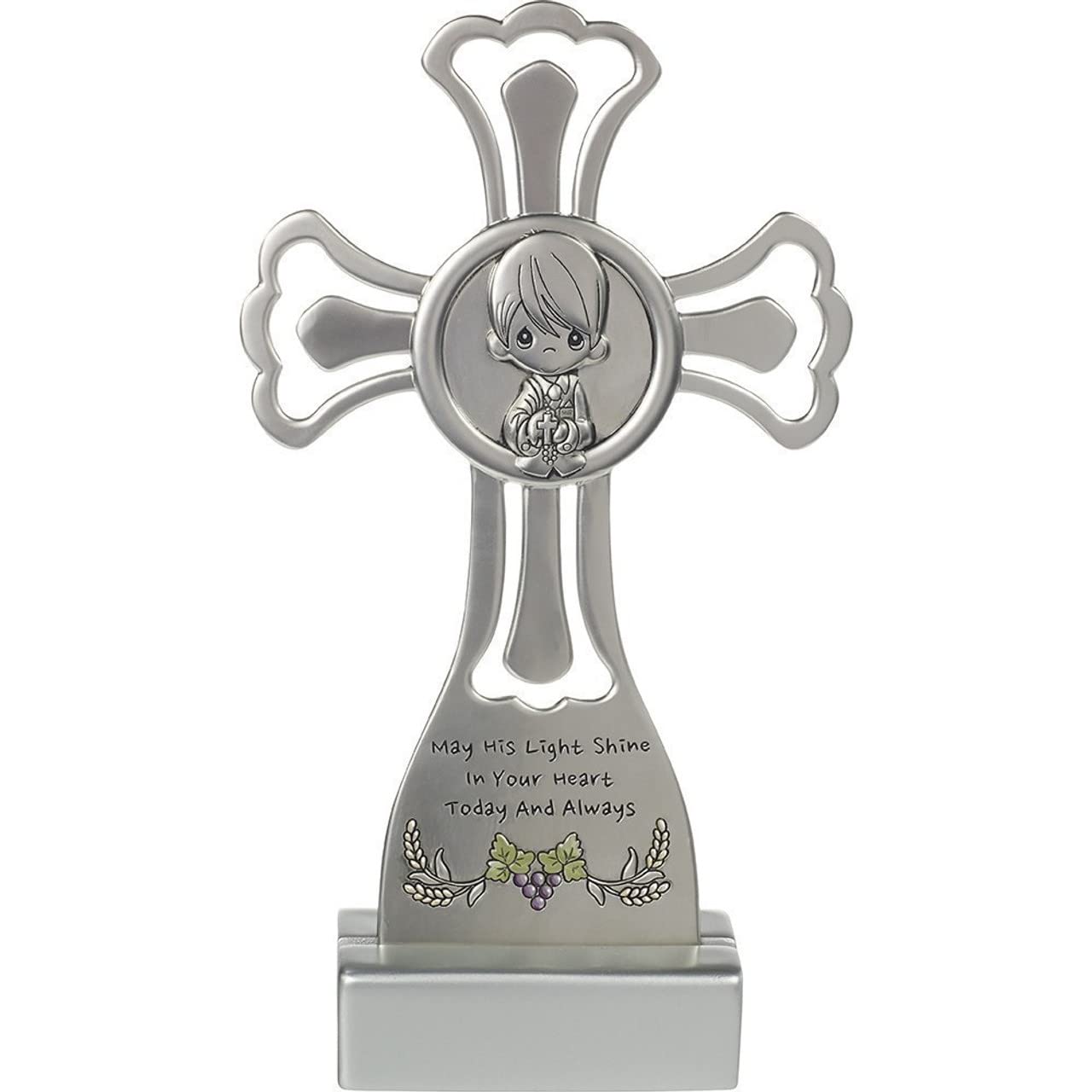 Cruz Precious Moments 172407 de plata con soporte para comunión de niño