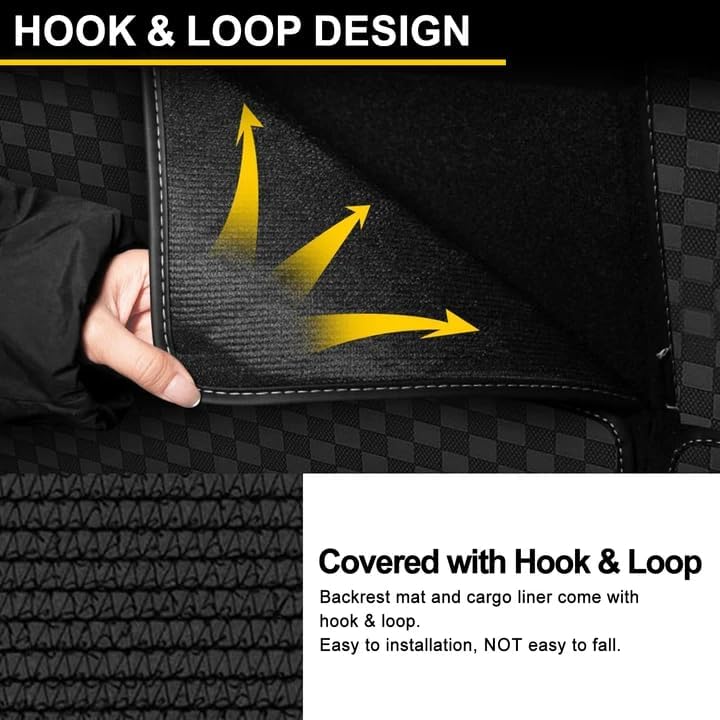 Image of Cargo Mat & Backrest Mat Fit for 2010-2023 Lexus GX460 - All Weather PU Leather Trunk Liner and 2nd & 3rd Row Rear Backrest Protector