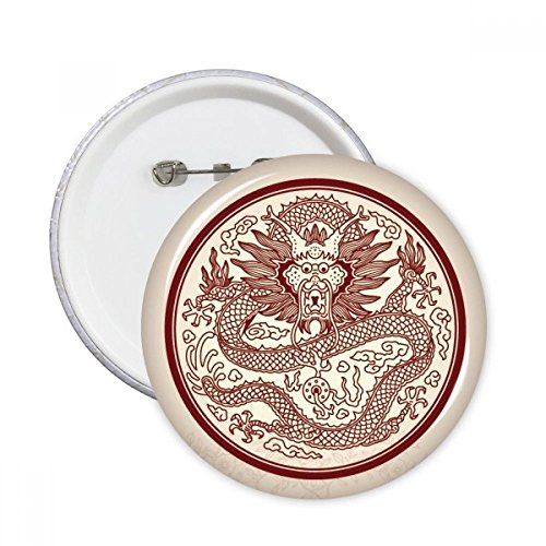 Badge dragon chinois XXL lot de 5 broches rondes multicolores pour customiser vos vêtements