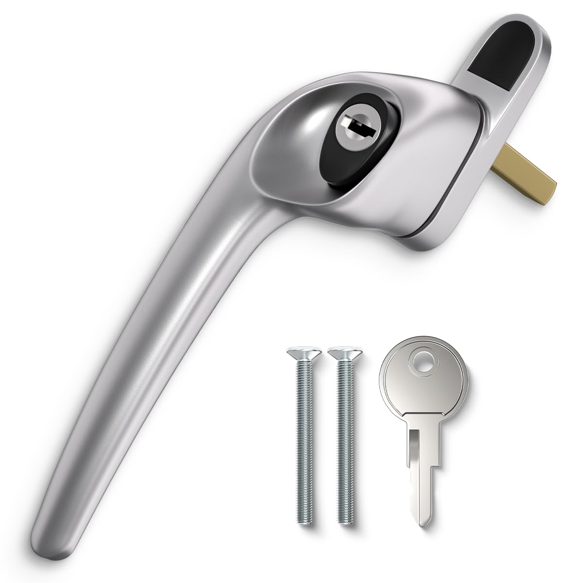 Bwintech 1 Pcs Offset Satin Chrome UPVC Zinc Alloy Window Handle,Left Hand, 43mm Spindle for Indoor and Outdoor UPVC Window