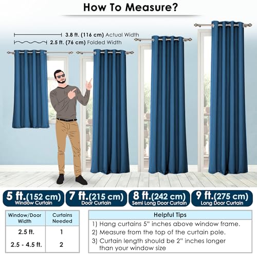 Image of Story@Home 100% True Blackout Window Curtains 5 Feet Long Set of 1 | Solid Design |Room Darkening Curtain | Thermal Insulated Curtains for Living Room, Bedroom | (116 X 152 Cm, Denim Blue)