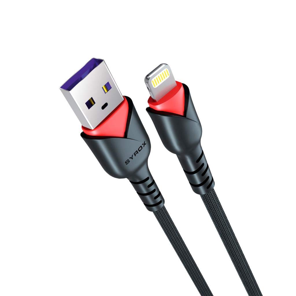 SYROX C93 2.0 MAH İPH 1 MT GÜL DESENLİ KABLO Araç Şarjı, Siyah