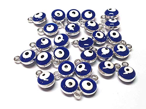 Perlin Nazar Boncugu Jewelry Pendant Chain Charm Bracelet Enameled Charm Pendant, 10 Pieces, Blue Eye, Evil Eye, DIY Jewelry