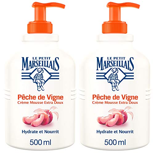 Le Petit Marseillais Savon Liquide Pêche de Vigne, 500ml, Lot de 2
