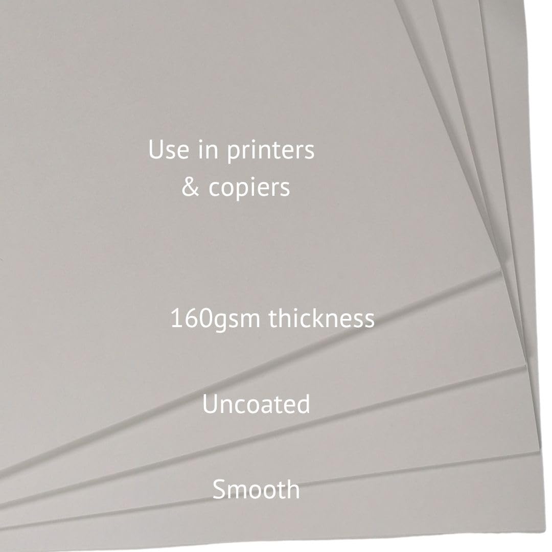 Papier Cartonné Gris A4 160g/m² - Lot De 40 Feuilles Couleur Intense Pour Créations, Impression Et Travaux Manuels
