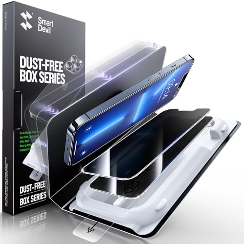 Image of SMARTDEVIL 2 Pack Privacy Screen Protector for iPhone 13 /13 Pro /14, [Anti-Spy] [Military-Grade Shatterproof] [9H Hardness] Tempered Glass, [Easy Installation] Bubble-Free & Case-Friendly, Dust-Free Box