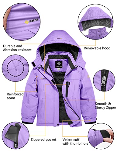 Image of GEMYSE Girl's Waterproof Ski Snow Jacket Hooded Fleece Lined Windproof Winter Jacket
